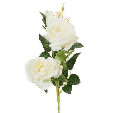 RÓŻA - Gałązka 2 kwiaty i pąk Cream/Yellow 63 cm